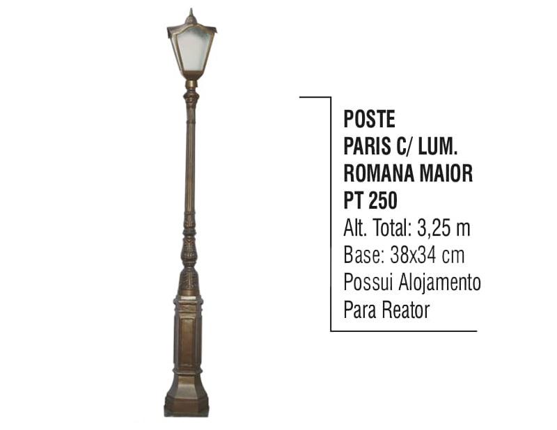 Postes Paris com Luminárias Romana Maior