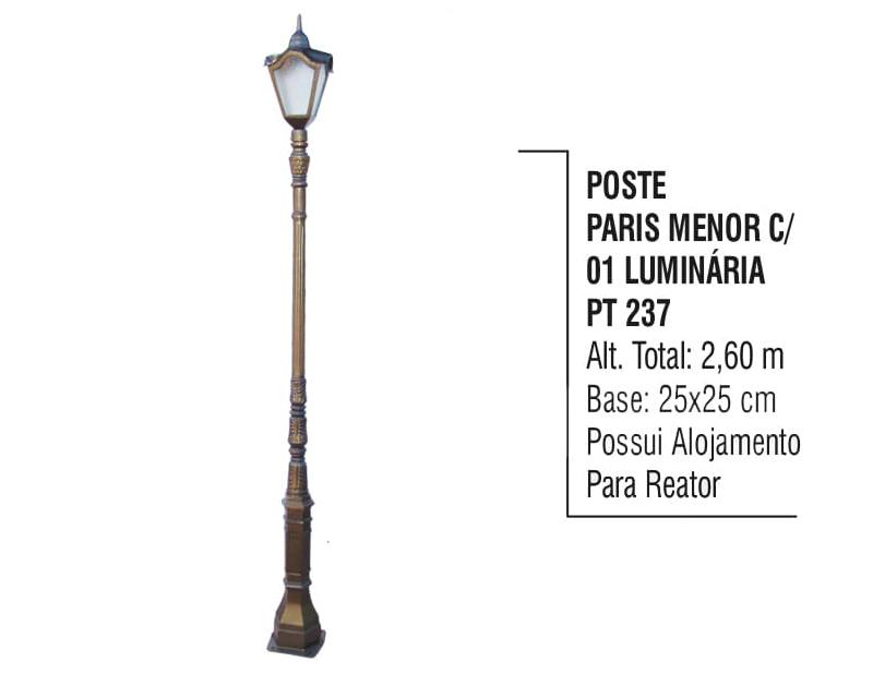 Postes Paris Menor com 01 Luminária
