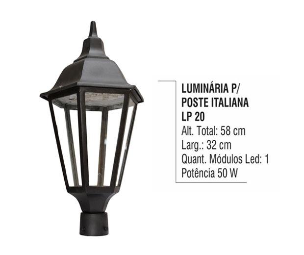 Luminária para Poste Italiana - LED
