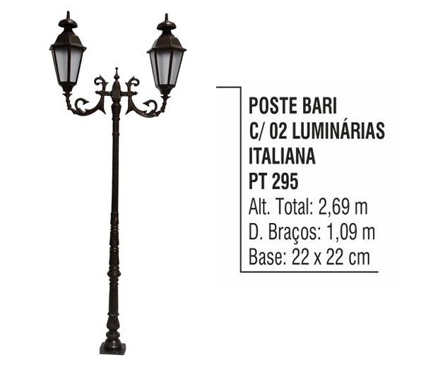 Poste Bari com 02 Luminárias Italiana