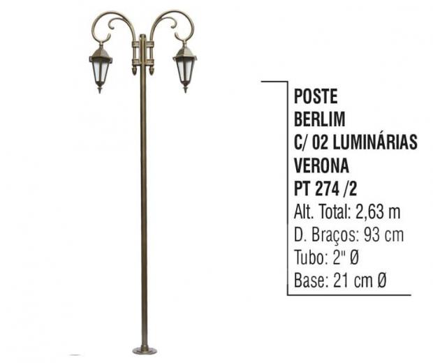 Postes Berlim com 02 Luminárias Verona