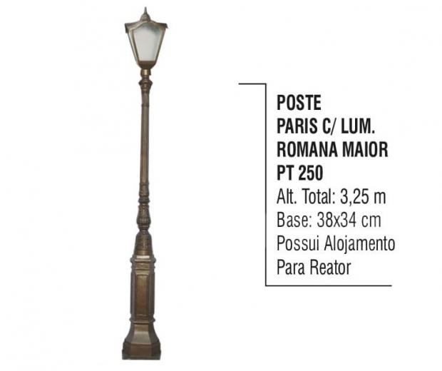 Postes Paris com Luminárias Romana Maior