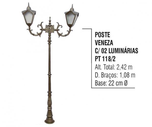 Postes Veneza com 02 Luminárias